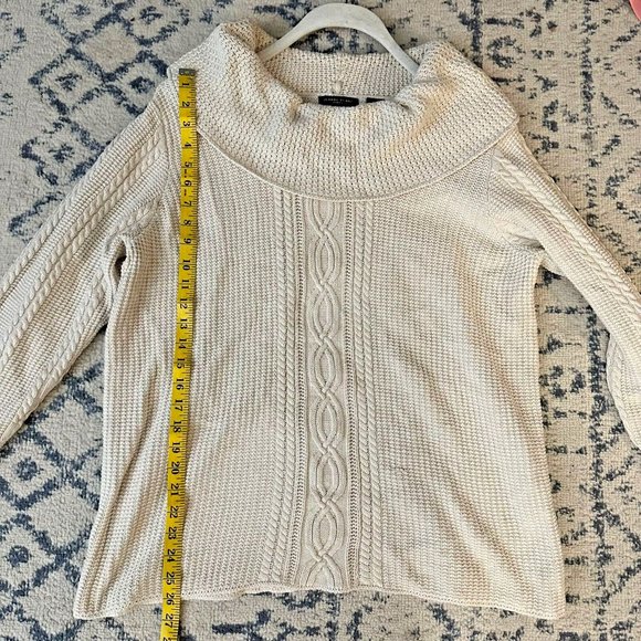 Jeanne Pierre Beige Long Sleeve Sweater Womens 1X Cable Knit Plus Size Sweater - Picture 7 of 11